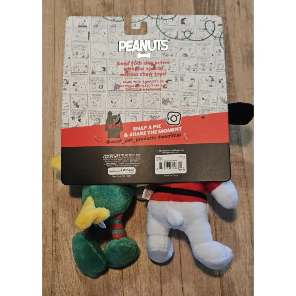 Peanuts Woodstock Snoopy Dog Toy Set Christmas New Squeaky